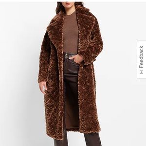 Faux Fur Belted Trench Coat NWT